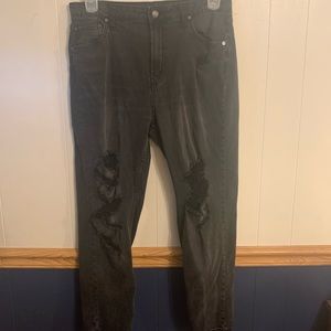 Black Distressed Mom Jeans